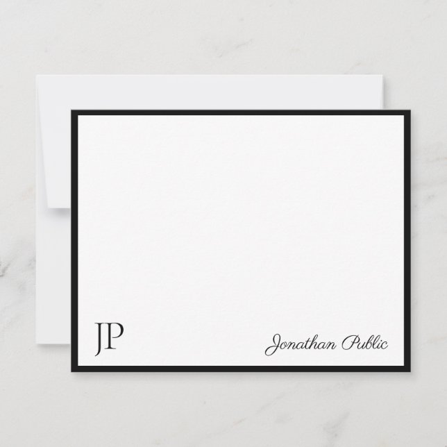 Elegant Classic Handwritten Script Text Monogram Note Card (Front)