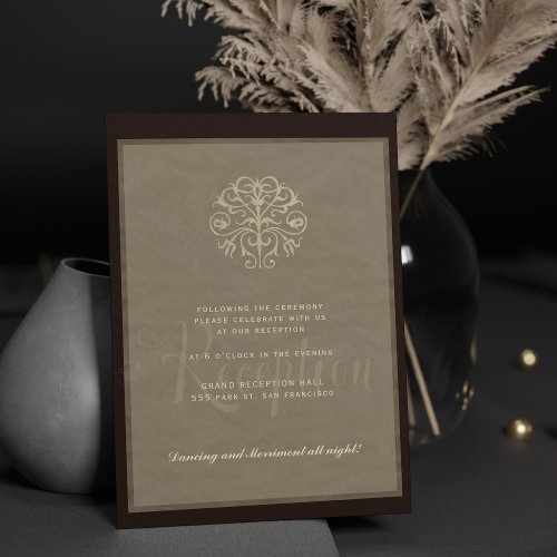 Elegant classic ivory black wedding reception invitation