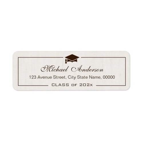 Elegant Classic Ivory Linen Graduation Graduate Label