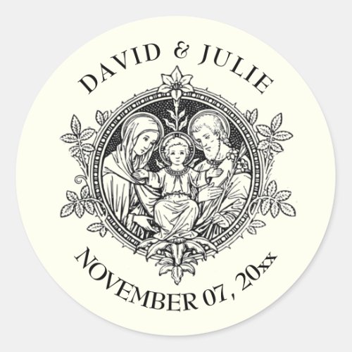 Elegant Classic Ivory Religious Holy Family  Classic Round Sticker