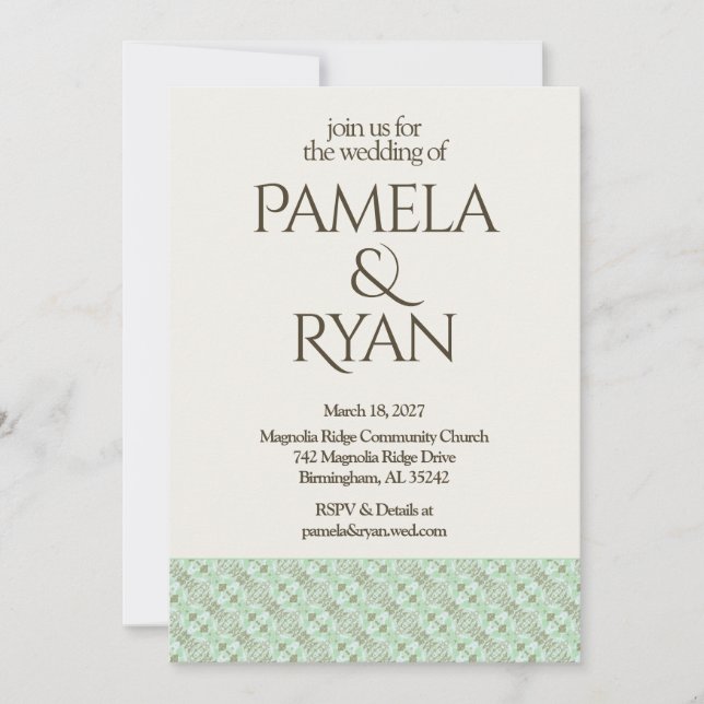Elegant Classic Ivory Wedding Invitation (Front)