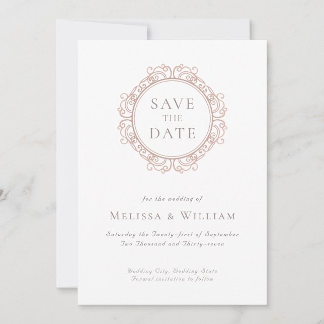 Elegant Classic Ivory Wedding Save The Date (Front)