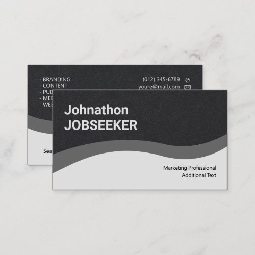 Elegant Classic Job Seeker Minimal Clean Black Business Card