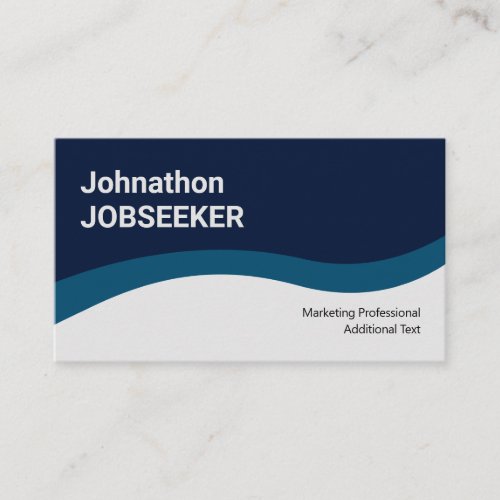 Elegant Classic Job Seeker Minimal Clean Blue Business Card