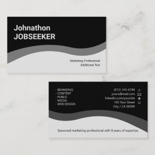 Elegant Classic Job Seeker Minimal Clean Gray Business Card