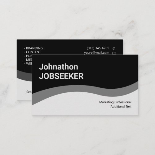 Elegant Classic Job Seeker Minimal Clean Gray Business Card