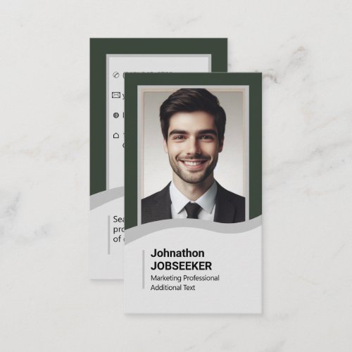 Elegant Classic Job Seeker Minimal Plain Green Business Card