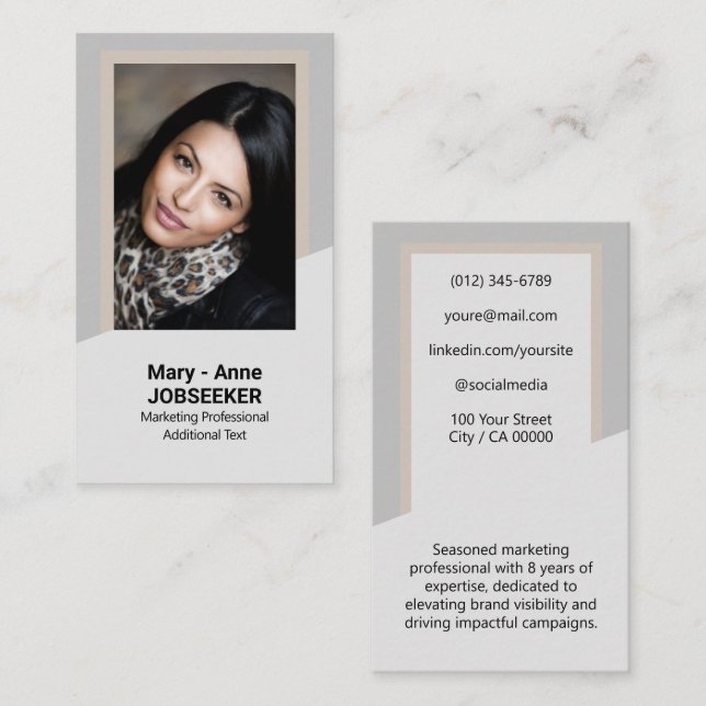 Elegant Classic Job Seeker Minimalist Classy Business Card (Front/Back)