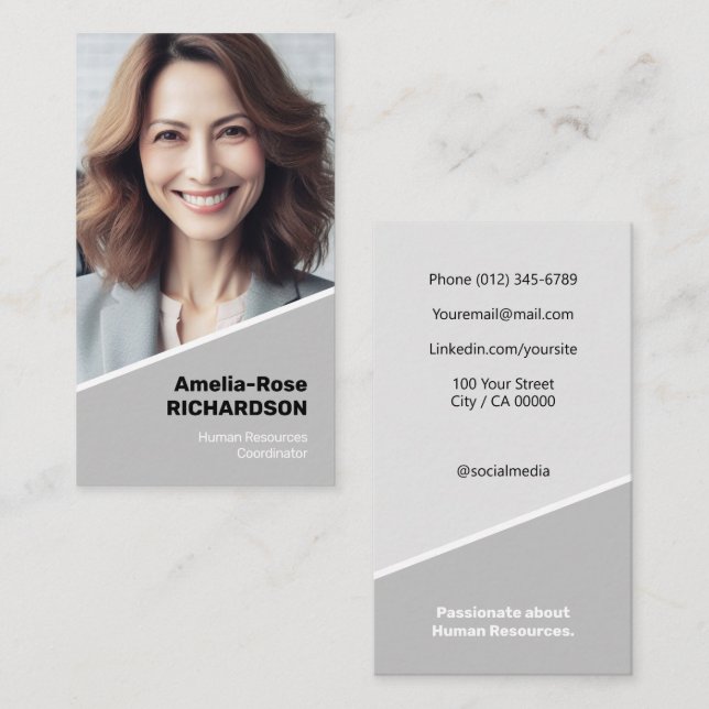 Elegant Classic Job Seeker Minimalist Classy Gray Business Card (Front/Back)