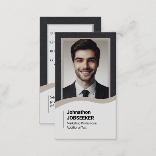 Elegant Classic Job Seeker Search Plain Gray Business Card