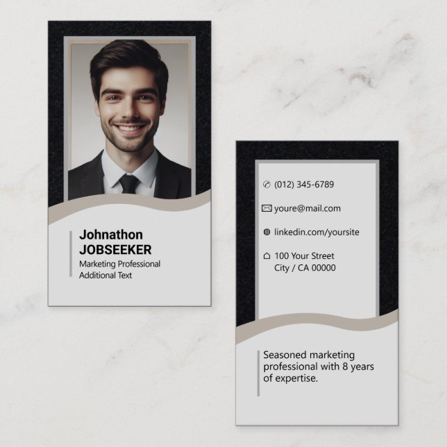 Elegant Classic Job Seeker Search Plain Gray Business Card (Front/Back)