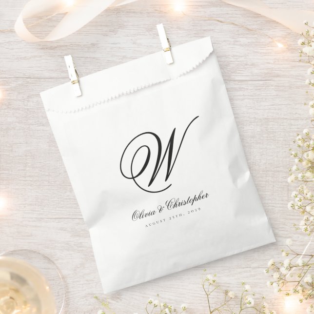 Elegant Classic Last Name Initial Wedding Favor Bag (Clipped)