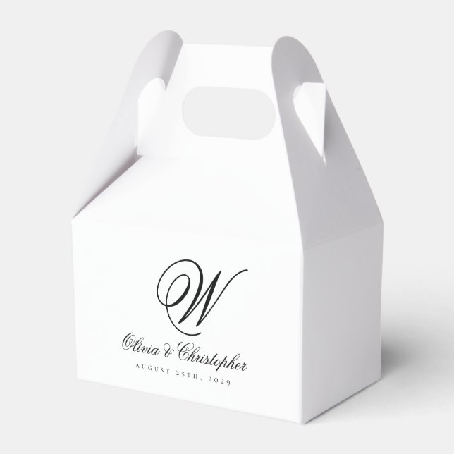 Elegant Classic Last Name Initial Wedding Favor Boxes (Front Side)
