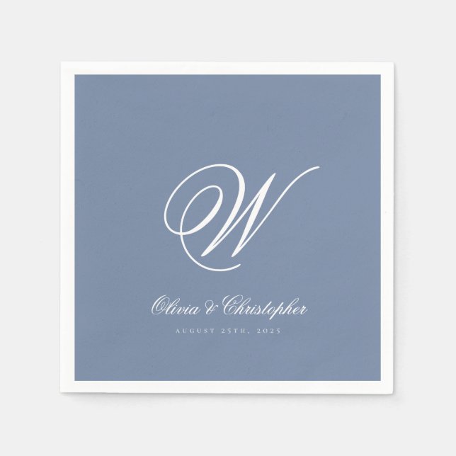 Elegant Classic Last Name Initial Wedding Napkins (Front)