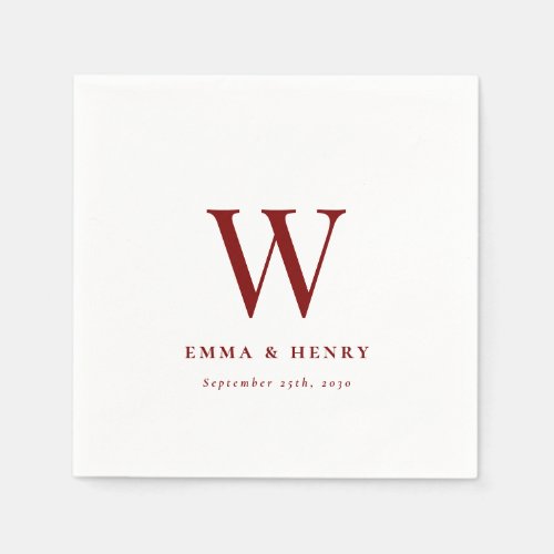 Elegant Classic Last Name Initial Wedding Napkins