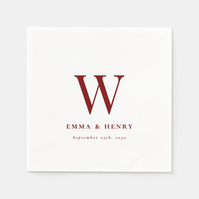 Elegant Classic Last Name Initial Wedding Napkins (Front)