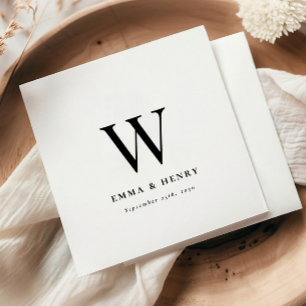 Elegant Classic Last Name Initial Wedding Napkins