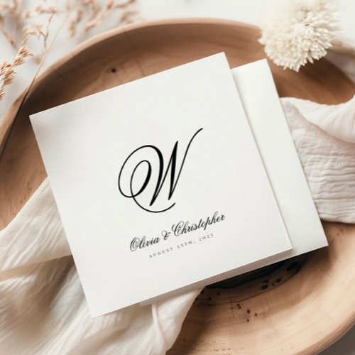 Elegant Classic Last Name Initial Wedding Napkins