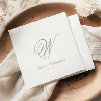 Elegant Classic Last Name Initial Wedding Napkins