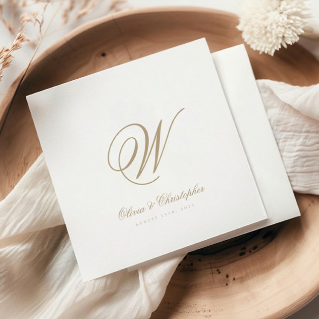 Elegant Classic Last Name Initial Wedding Napkins (Creator Uploaded)