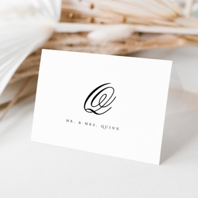 Elegant Classic Last Name Initial Wedding Thank You Card (Creator Uploaded)