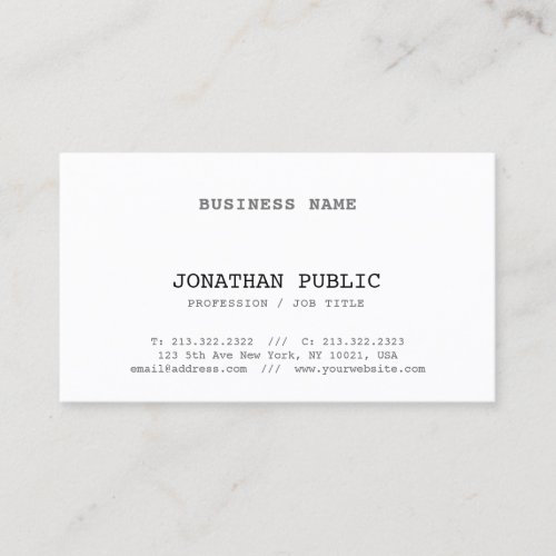 Elegant Classic Look Design Simple Plain Vintage Business Card