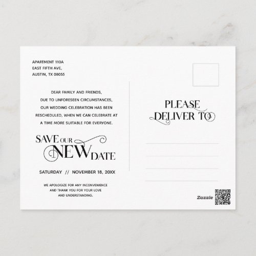 Elegant Classic Love is Patient Postponement Postcard