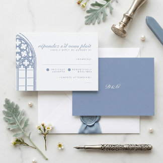 Elegant Classic Luxury Chic Castle Forever Blue RSVP Card
