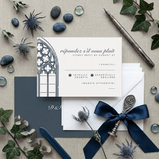 Elegant Classic Luxury Chic Castle Orion Blue RSVP Card
