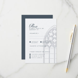 Elegant Classic Luxury Chic Castle Orion Blue RSVP Card