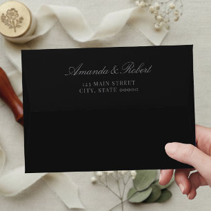 Elegant Classic Matte Black Wedding Return Address Envelope