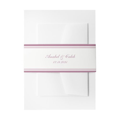 Elegant Classic Mauve Border Frame Wedding Invitation Belly Band