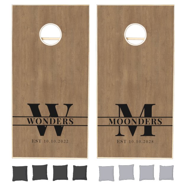 Elegant Classic Medium Wood Grain Custom Cornhole Set
