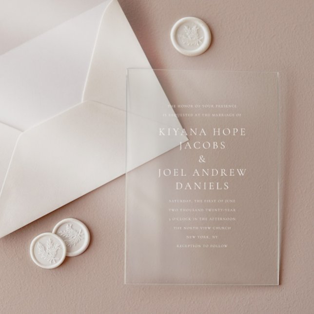 Elegant Classic Minimal Ampersand Wedding Acrylic Invitations (Creator Uploaded)