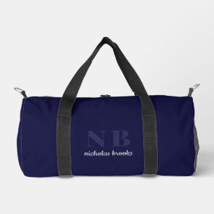 Elegant Classic Minimal Monogram Navy Blue Duffle Bag