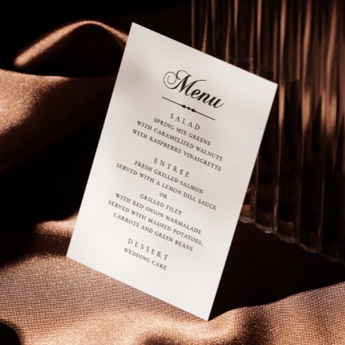 Elegant classic minimalist calligraphy wedding menu