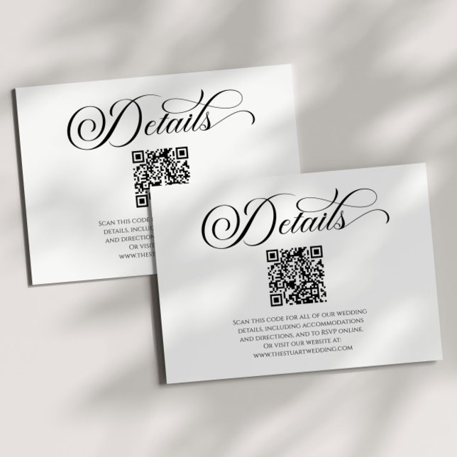 Elegant Classic Minimalist QR Code Wedding Details Enclosure Card (Creator Uploaded)