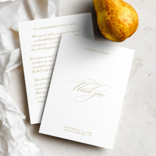Elegant Classic Minimalist White Wedding Thank You Card
