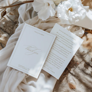 Elegant Classic Minimalist White Wedding Thank You Card
