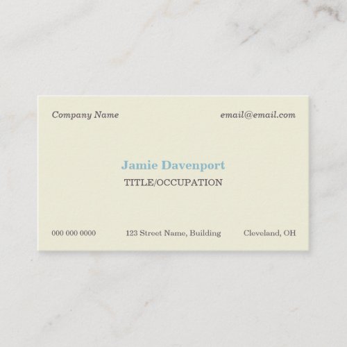 Elegant Classic Minimalistic Eggshell Blue Business Card