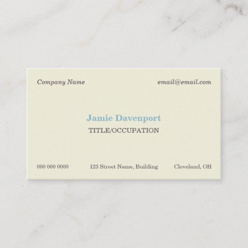 Customizable Elegant Classic Minimalistic Eggshell Blue Business Card Template