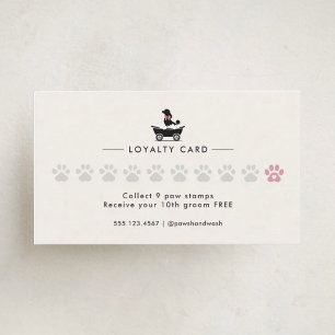 Elegant Classic Mobile Dog Groomer Loyalty Card