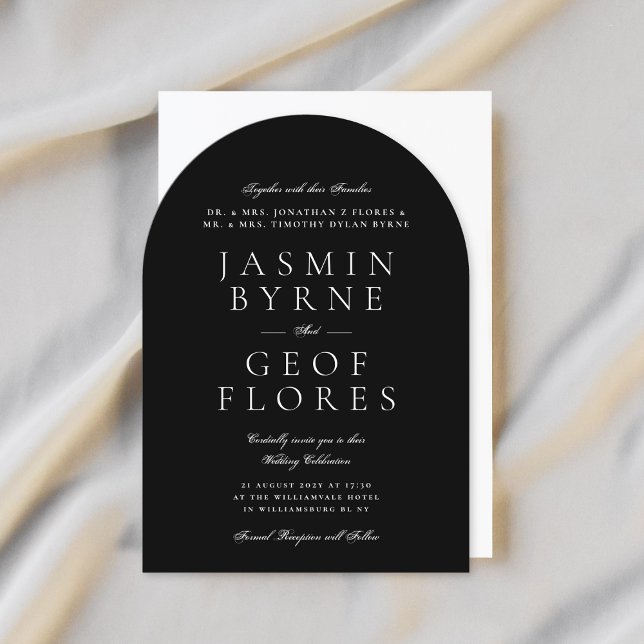 Elegant Classic Modern Black Formal Arch Wedding Invitation (Creator Uploaded)