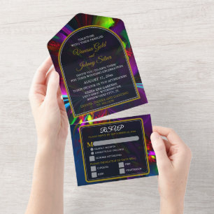 Elegant Classic Modern Floral Pattern #902 Wedding All In One Invitation