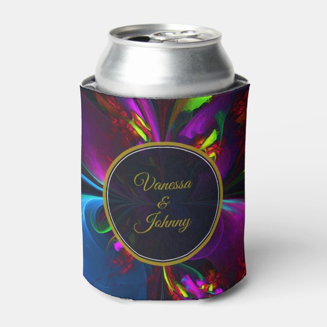 Elegant Classic Modern Floral Pattern #902 Wedding Can Cooler (Can Front)