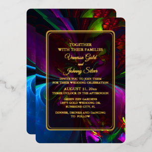 Elegant Classic Modern Floral Pattern #902 Wedding Foil Invitation