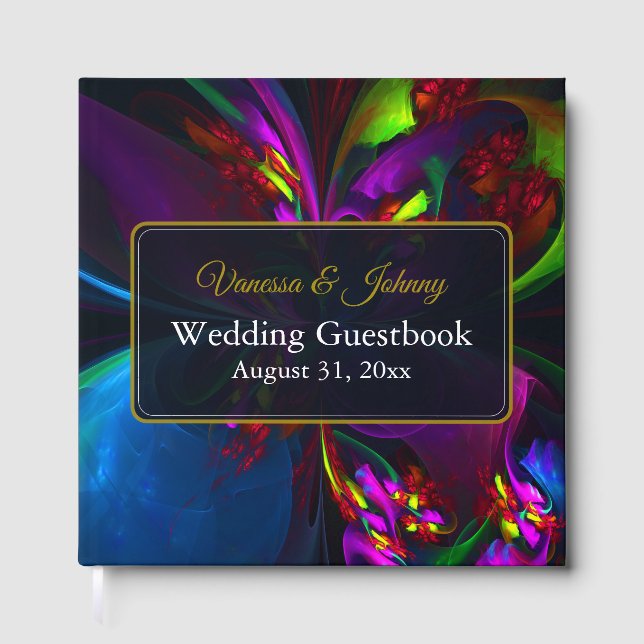 Elegant Classic Modern Floral Pattern #902 Wedding Guest Book (Front)