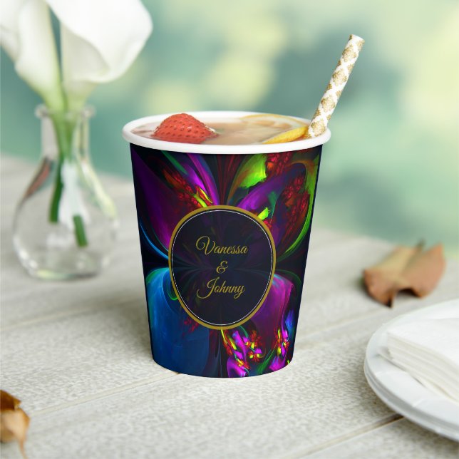 Elegant Classic Modern Floral Pattern #902 Wedding Paper Cups (Insitu)