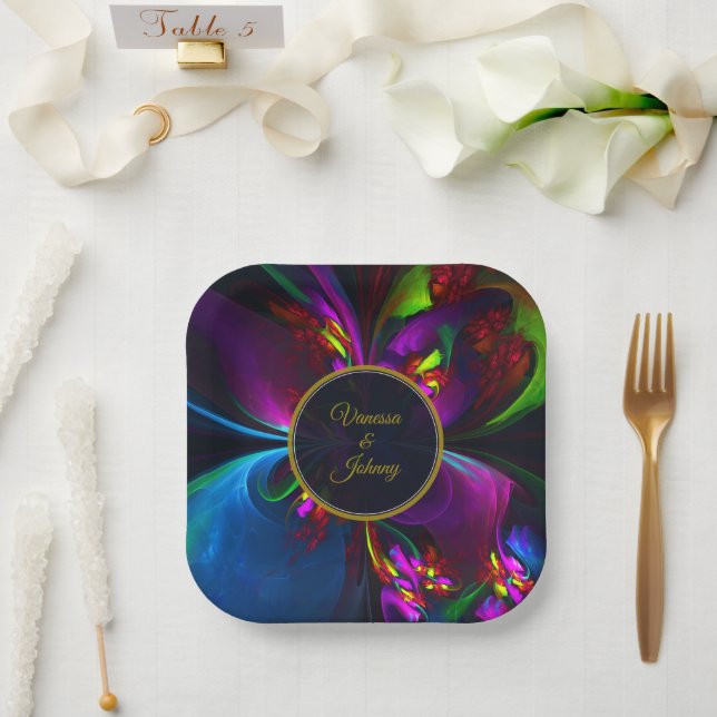 Elegant Classic Modern Floral Pattern #902 Wedding Paper Plates (Wedding)