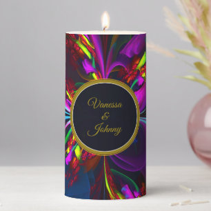 Elegant Classic Modern Floral Pattern #902 Wedding Pillar Candle